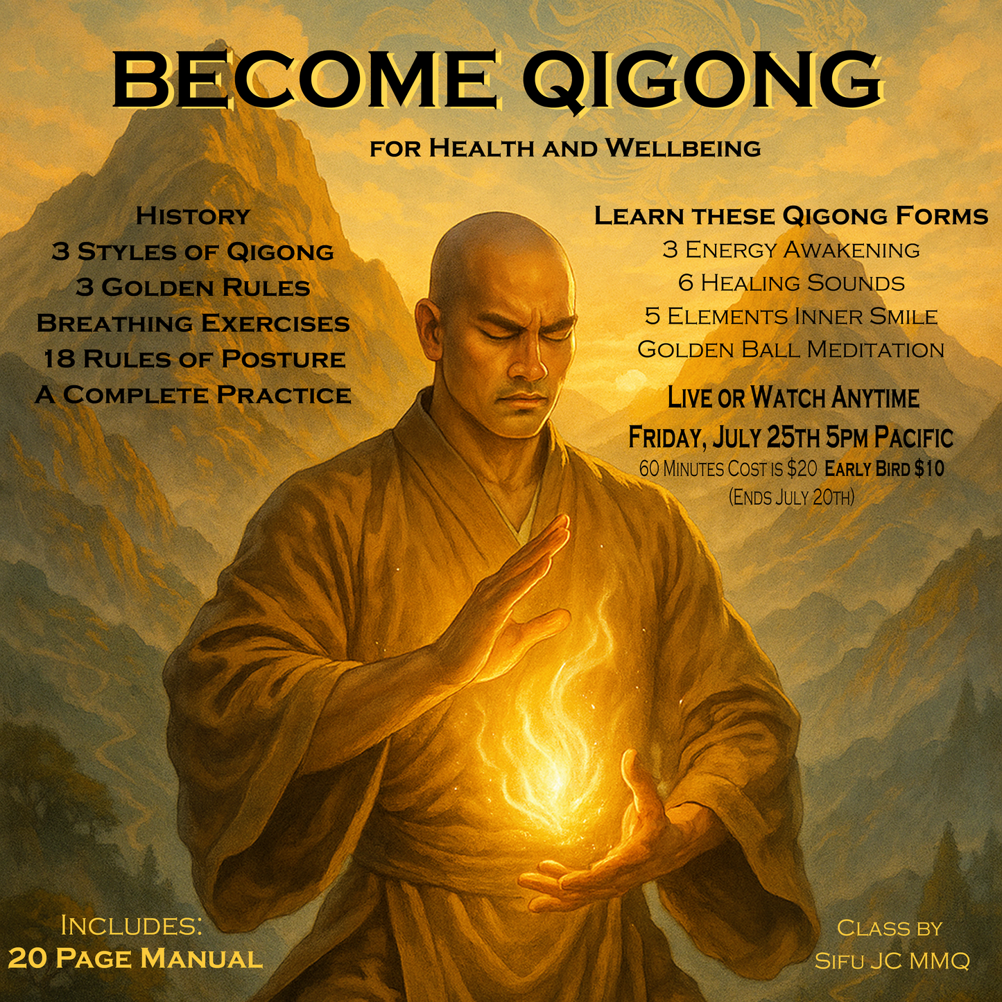 Become Qigong - 1 Hours Workshop inludes Handouts with Sifu JC
